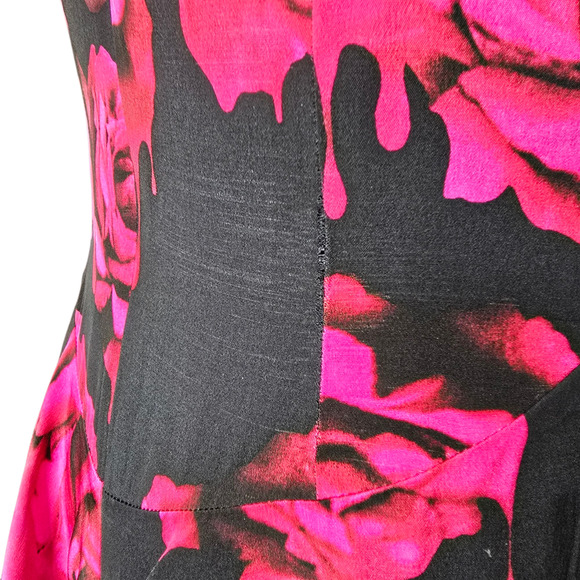 Bensoni Rufflle Rose Print Silk Dress Fall 2011 Collection Size 10 - Picture 9 of 12